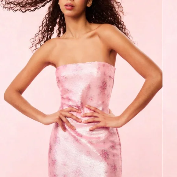 LoveShackFancy Strapless Pink Floral Dress - Picture 3 of 11